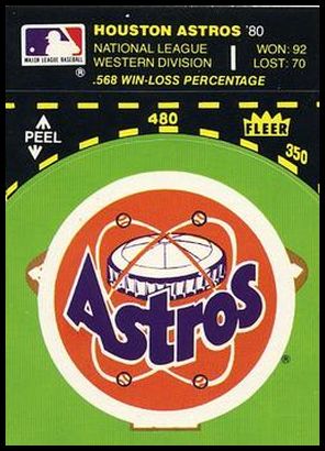 1981 Fleer Team Logo Stickers All Star Game 37 Astros - Green Background